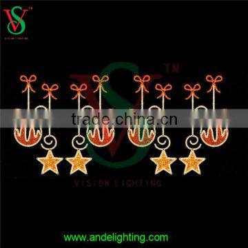 2016 new latest 2D motif cross street led light hanging star street light for outdoor street decoration