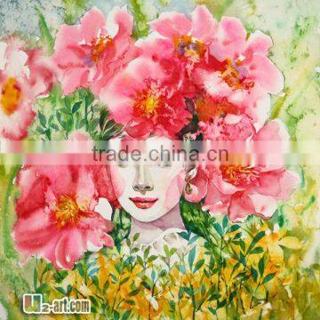 Beautiful woman watercolor painting for bedroom