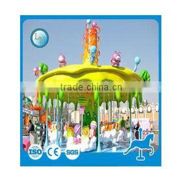Park carnival mini amusement park ride LED decorated carousel horse