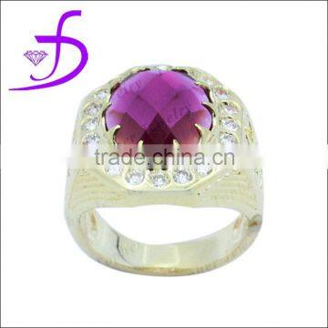 Factory direct sale brass jewelry big stone fashion mens brass ring