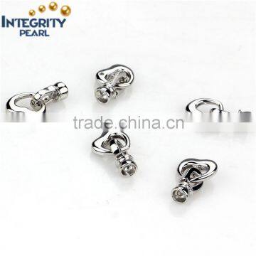 white gold plated alloy cheap simple design Heart Linked to Heart Clasps with CZ