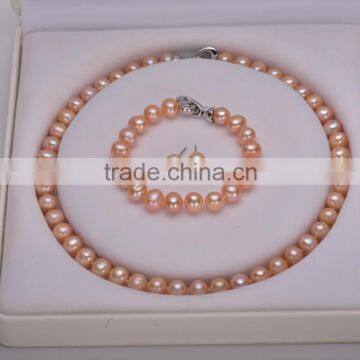 women pearl jewelry sets necklace bracelet earings set|