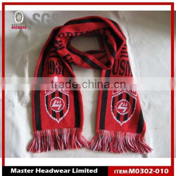 Jacquard Red Knitted Scarf / Fans Jacquard Knit Scarf