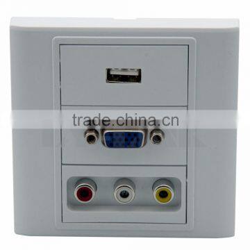 VGA, USB, 3RCA wall face plate with backside screw connection