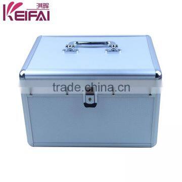 Fashion Aluminum Frame Silver Nail Polish Carrying ABS Jewelry Case With Mirror