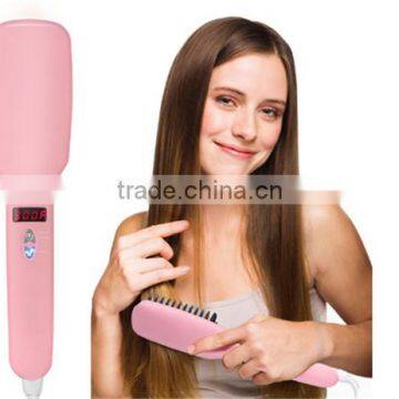 110V-220V Fast Electric Smooth Brush Ceramic Hair Straightener Comb Flat Iron With LCD Straight Brush