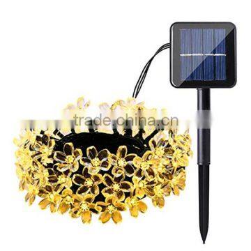 7M 50LEDS Peach Flower Solar Outdoor light Led garden Super Bright Led Christmas Lighting Lamps Solar Led String Lights