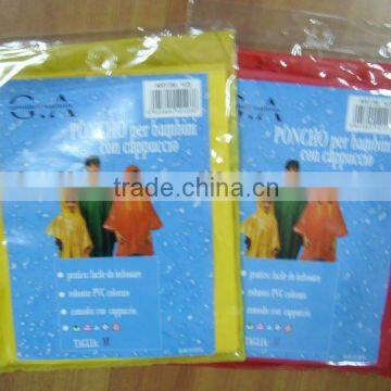 red pvc children rain poncho