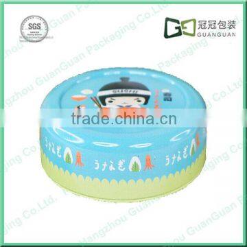 Fashional design round shaped cartoon musical tin box