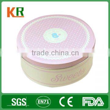 Pink lid white bottle bowl shape cardboard round tin box