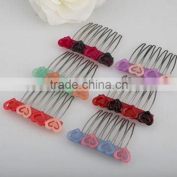 Heart shape decoration hair combs wedding hair ornament best selling kids hair combs