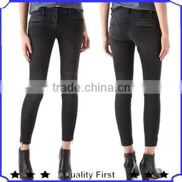 women style stretch jeans ankle zips and seamed knees give stonewashed