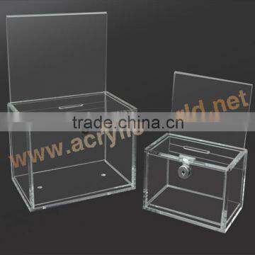 Custom Made Acrylic Ballot Box/Clear Acrylic Suggestion With Lock/ Acrylic Ballot Box With Metal Chain