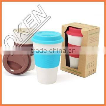 2016 new product innovative design bamboo fiber coffee cup with drinking straw