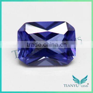 925 silver ring with blue stone 33# corundum blue sapphire octagon princess cut