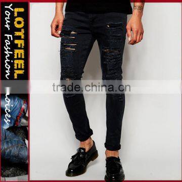 Super Skinny Fit Distressed denim man jeans pant with Rip Knee (LOTA041)