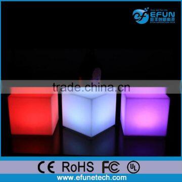 battery rechargable rgb plastic illuminated led cube chair,cube seat pub bar stool