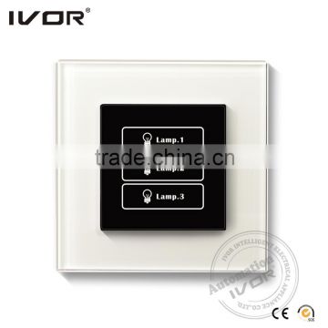 Smart Home Light Switch 1000w,wall switch with indicator light 3 gang black glass touch switch smart touch screen light switch