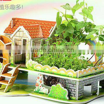 3D Paper Jigsaw puzzle Rainbow lodge With Planting Model