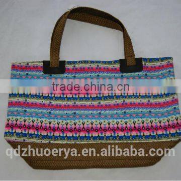 fashion Canvas straw bag with south asia style