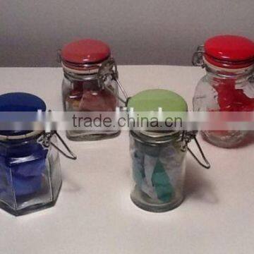 Glass Kitchen SPICE JARS With Ceramic Lids