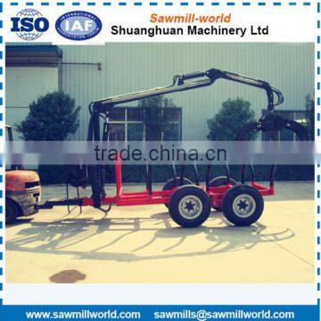 10T Hot sale farm grapple log loading trailer timber trailer with crane in china