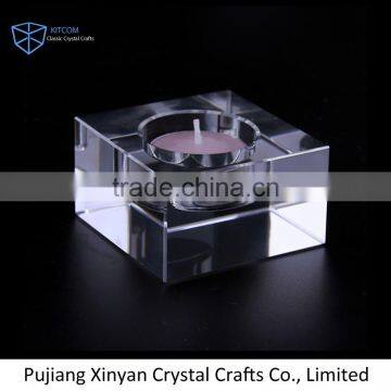 Colorful square crystal glass tealight candle holder cheap