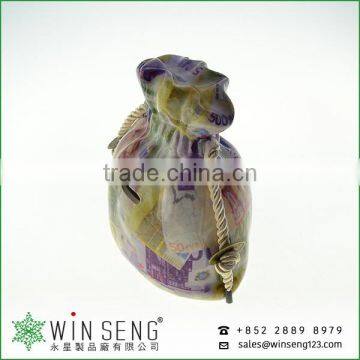 Promotion Fashion Bag Shape With Money Patterns Ceramic Piggy Bank for Decoration photo-2