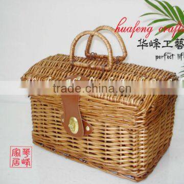 storage wicker basket with hamper and handle