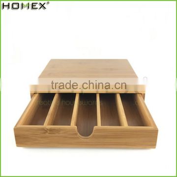 Natural Bamboo Coffee Pod Box with Drawer/Coffee Cup Holder/Homex_FSC/BSCI Factory