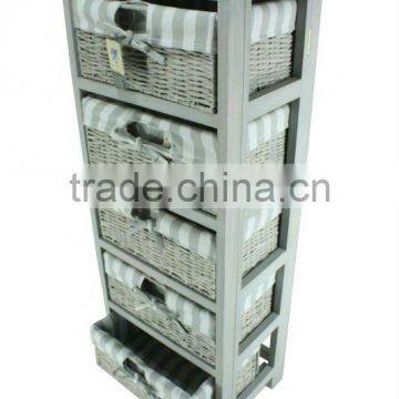 Foldable Wooden Storage Chest With 5 Fold Drawers