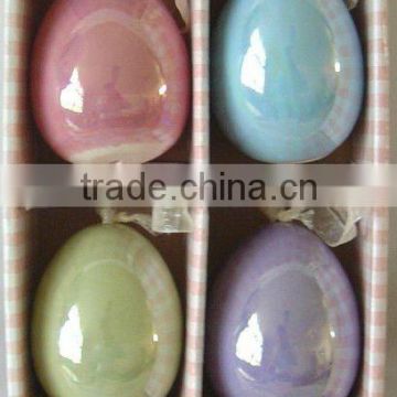 colour egg shape ceramic hanging figurine for easter