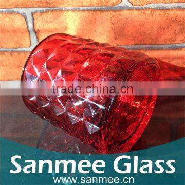 Wholesale Red Diamond Pattern Wine Glass Shape Candle Holders photo-2