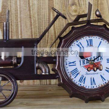 BRONZE METAL TRACTOR SHAPE TABLE TOP CLOCK