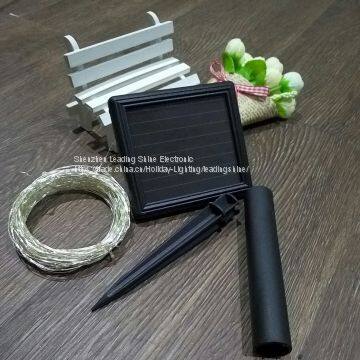 Solar panel silver wire warm white decoration energy saving low voltage rice firefly fairy light string