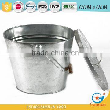 Galvanized bucket metal trash bin