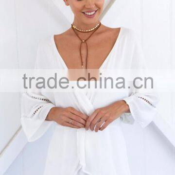 Latest Design Party White Playsuit Woman Summer Beach Romper photo-2