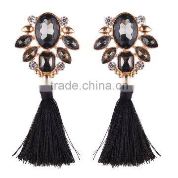 Bohemian Jewelry Rhinestone Gems With Alloy Plated Tassel Dangle Earrings photo-4