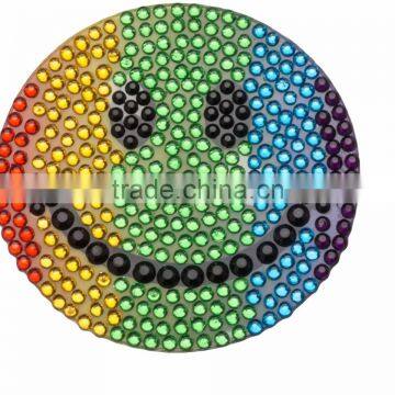 Top Quality Smiley Blue Glitter Acrylic Stone Sticker Custom Emoji Rhinestone Sticker Self Adhesive photo-2