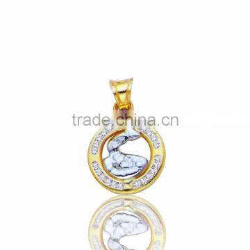 Two tone plated baby angel pendant with CZ