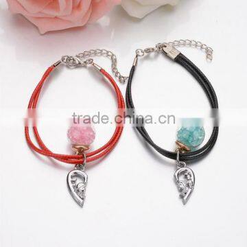 Diy Glass Ball Matching Heart Charms Couple Bracelets Diy Handmade Half Love Charms Bracelets for Valentine's Day Gifts 2017 photo-2