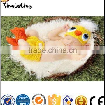 Duck Crochet Quality 3pcs Yellow Outfits Hat+Diaper+Shoes Photographie Props For Newborn Baby Suits