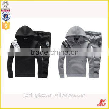 Jiangxi Kingtex Hot Sale Combed Cotton French Terry Contrast Sleeve Top Jumper Knitting Hoodies Set With SGS Certification