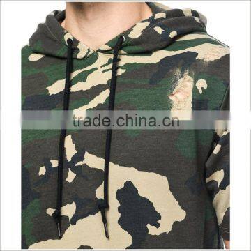 Factory Hot Sell Mens Destructed Camo Short Sleeve Hoodie photo-2