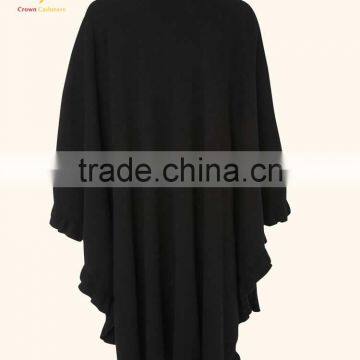 Pure Color Winter Handmade Poncho Wholesale Cashmere Women Knit Poncho photo-2