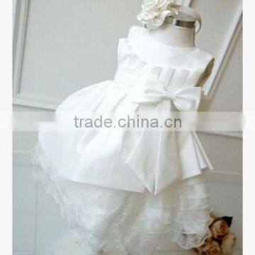 F10045A European Style Dress Pattern Girls Bowknot Party Dress photo-4