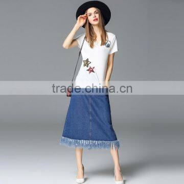 Superior Quality Soft Long Blue Jean Skirts for Women photo-4