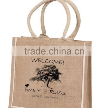 Eco-Friendly Jute Shopping Bag - features cotton webbed handles and comes with your logo.