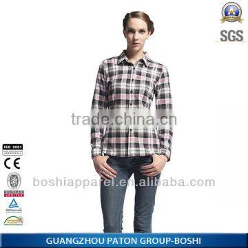 OEM Women Fashion Plaid Fannel Casual Shirt Factory Price photo-6