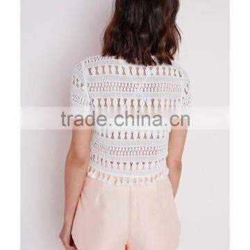 Fashion Elegant Short Sleeve Lace Blouses for Women photo-3